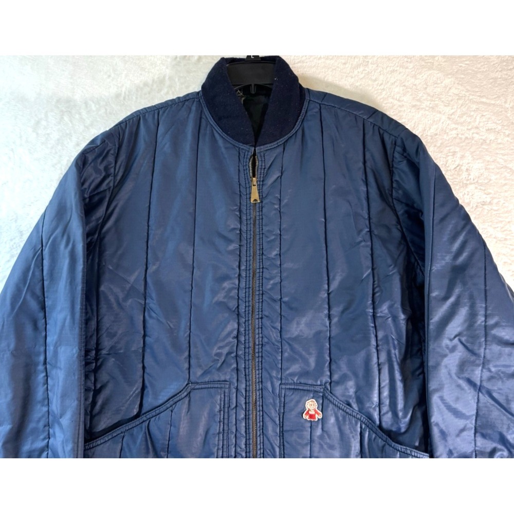 Vintage RefrigiWear Jacket Mens L Blue Bomber Insulated Quilted Lined Workwear